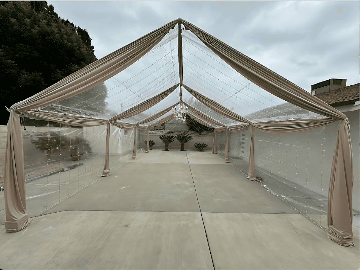 Partial decorative draping available for a Clear Tent